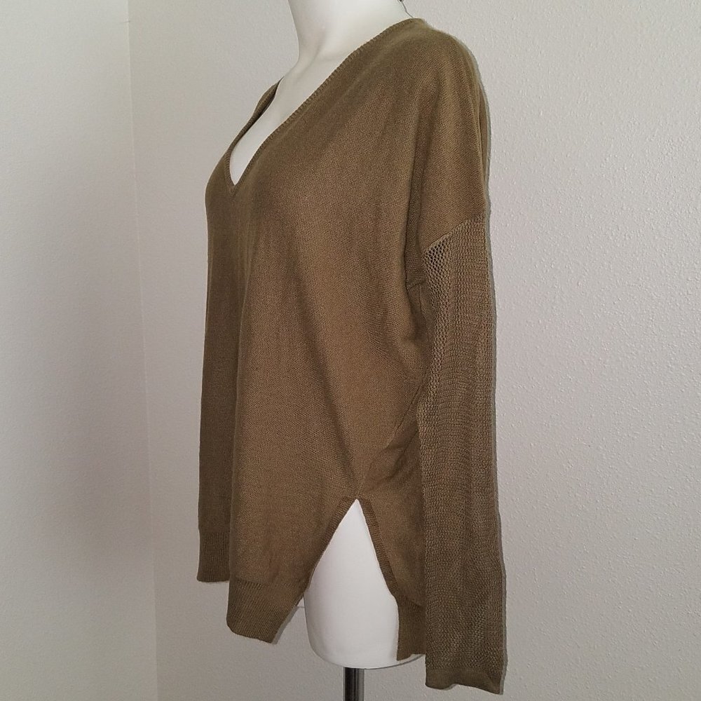 NEW Glamorous Nasty Gal Olive Green Sweater Oversized Crochet Sleeves XS (snags)